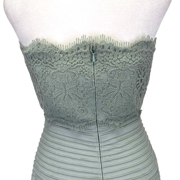 Tadashi Shoji Strapless Lace Evening Gown Womens XS Sage Formal Floor Length - Picture 5 of 12